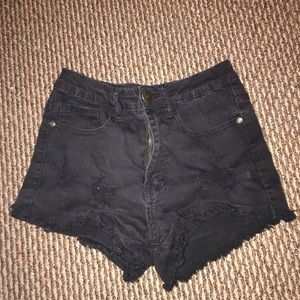 Black high waisted jean shorts